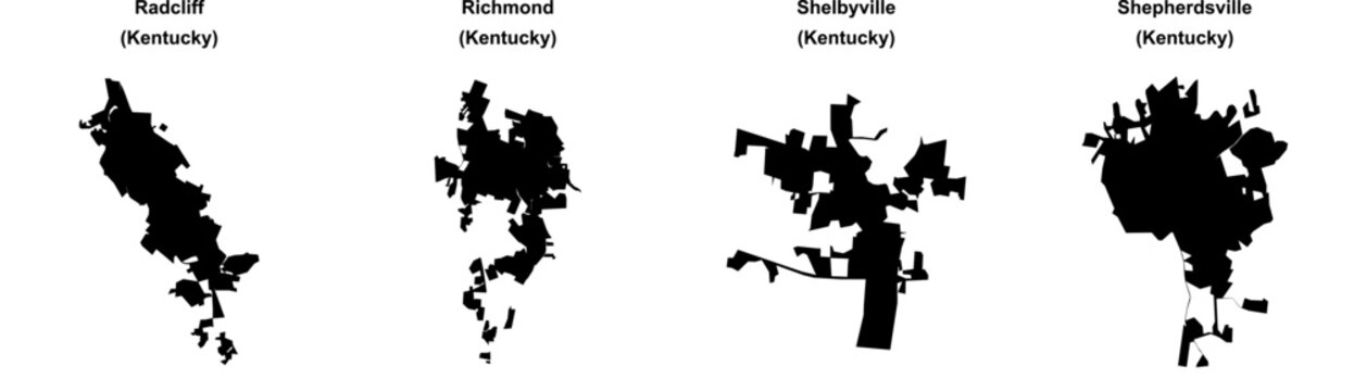 Radcliff, Richmond, Shelbyville, Shepherdsville outline maps