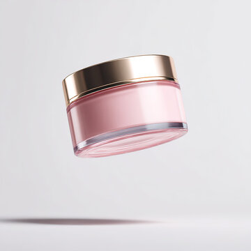Floating Pink Cosmetic Cream Jar