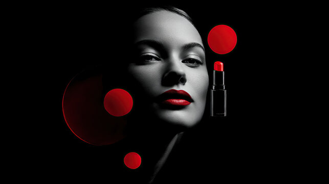 Red Accent Beauty Portrait on Black