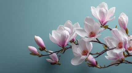 Spring branding background with soft textures and pastel tones featuring blooming flowers and elegant design elements for commercial use