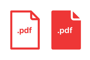 Two red pdf file icons on a white background for download or upload