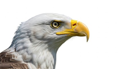 Naklejka premium Bald eagle profile against a white background 