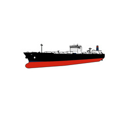 Naklejka premium Large Black and Red Tanker Ship Sailing on the Sea, Maritime Transportation and Cargo Logistics