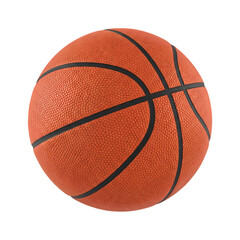 Basketball isolated on white background in bright studio lighting with a clean texture for sports advertising.