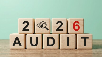 2026 audit concept with wooden blocks