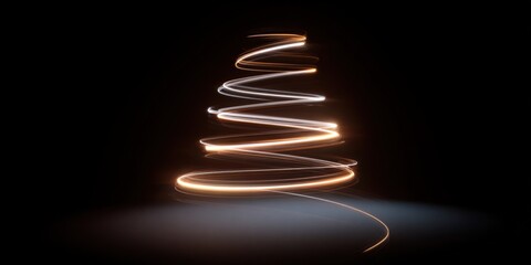 Abstract light spiral on black background capturing motion and energy