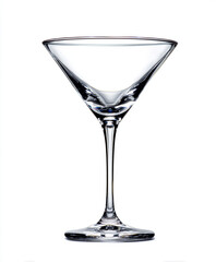 Elegant Martini Glass Isolated On White Background With Clear Glass, Reflection, And Modern Style