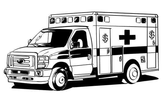ambulance on white background illustration storyboard