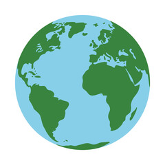 Simple graphic representation of the planet Earth showing continents and oceans clearly.