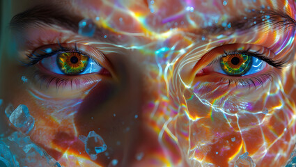 All the Feels Lush inner landscape eyes reflecting swirling colors crystals water joy emotional visual magnetism