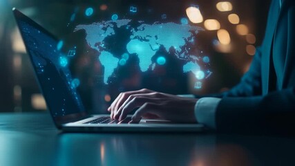 International Business and Technology Connectivity, Hands Typing - Powered by Adobe