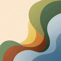 The abstract illustration showcases a vibrant wavy pattern flowing across the canvas with smooth curves.