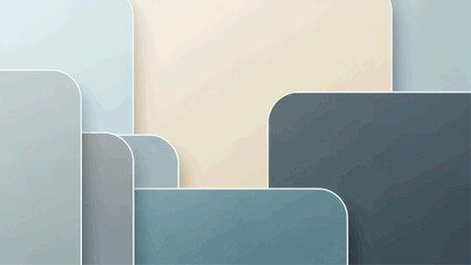 A serene abstract composition showcases various rectangular shapes in soothing shades of blue and beige layered on top of each other in a modern artistic arrangement.