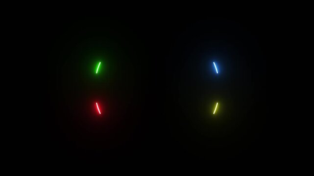 Glowing neon circle with on black background animation. A colourful neon circle glows in the dark. Neon frame circle loading icon animation background video. neon circle frame loading icon bckground