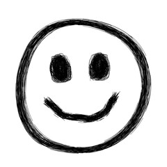 Happy Face Icon in Rough Hand Drawn Sketch Style