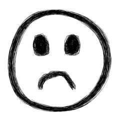 Sad Face Icon in Rough Hand Drawn Sketch Style