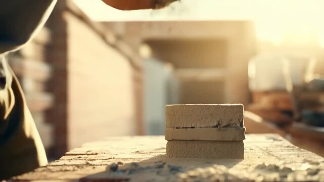 Close-Up of Hands Crafting Stone with Hard Work and Skill