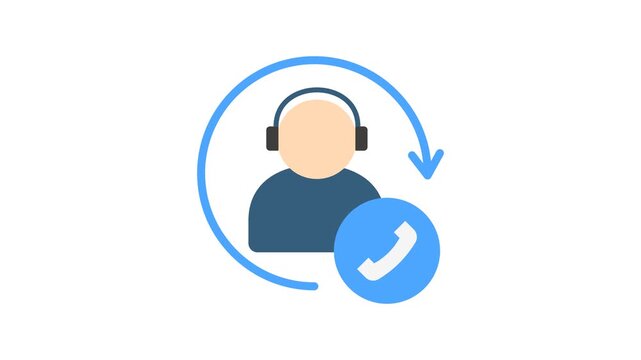 Customer Support 2D Objects Animation Flat Cartoon 4K Video, Transparent Alpha Channel. Editable Animated Icon On Transparent Background For commerce and shopping.