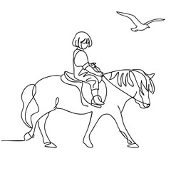 A girl rides a pony, park, walk