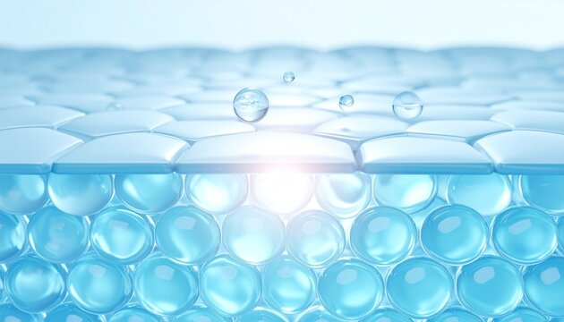 肌のマクロ構造で見る角層浸透型美容液の3Dサイエンス表現 ジェネレーティブAI