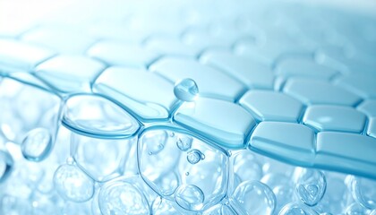 角層内部に広がる美容液分子と水分バランスのサイエンス表現 ジェネレーティブAI