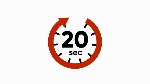 Red stopwatch with 20 seconds and circular arrows clock timer