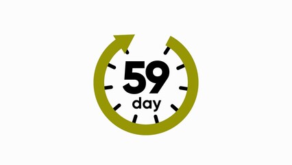 Green clock with 59 days text on white background