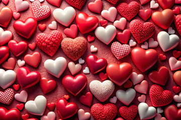 A collection of colorful hearts