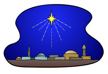 Christmas star shining over Bethlehem