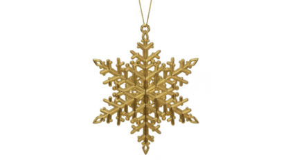 Golden Snowflake Ornament: An intricately crafted, elegant golden snowflake ornament suspended, bringing festive cheer. 