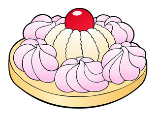 Cream and meringue with a big cherry on top