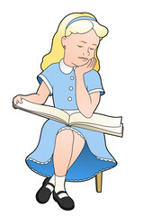 Bored girl reading a book