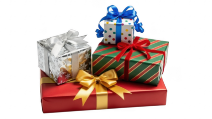 Gift Galore: An array of vibrantly wrapped gift boxes, adorned with bows, invites the spirit of giving and celebration. Each package, a unique offering, signifies moments of joy and anticipation.
