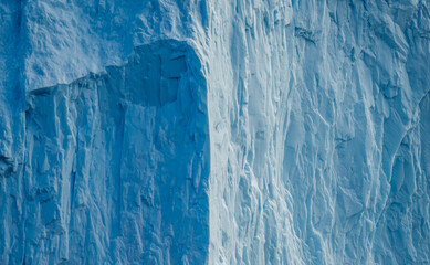 Iceberg in Antarctica Extreme Close Up Details of Ice. Blue Ice Abstract Nature Climate Change...