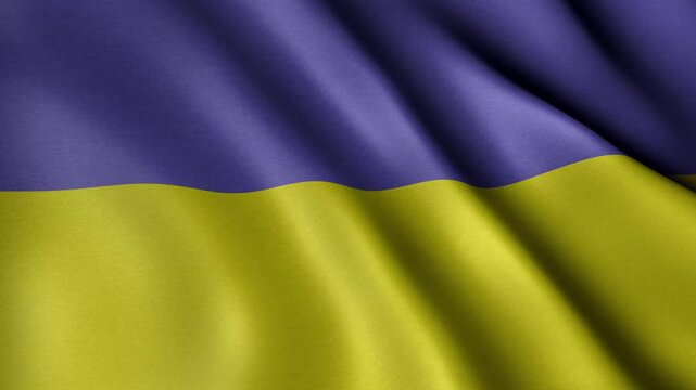 Animated looping flag of Ukraine waving in smooth wind motion, seamless blue and yellow fabric texture, realistic cloth animation, patriotic national symbol background, cinematic motion loop