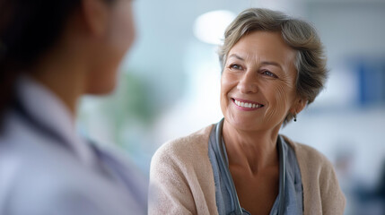 Happy faceless elderly looking at good health check result medical chart with doctor healthcare consultation patient satisfaction clinical examination