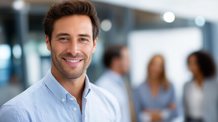 Smiling faceless businessman with diverse businesspeople having discussion collaborating new project corporate office professional teamwork business planning