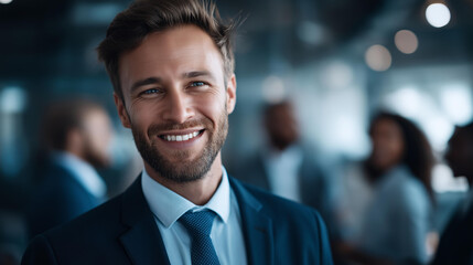 Smiling faceless businessman with diverse businesspeople having discussion collaborating new project corporate office professional teamwork business planning