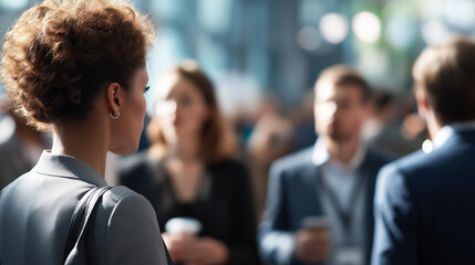 Faceless businesspeople in business conference setting corporate event professional gathering seminar attendance industry meeting networking opportunity trade