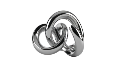 Abstract metallic knot, isolated on transparent background