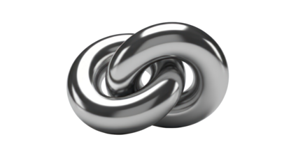Interlocking Metal Rings Isolated on Transparent Background