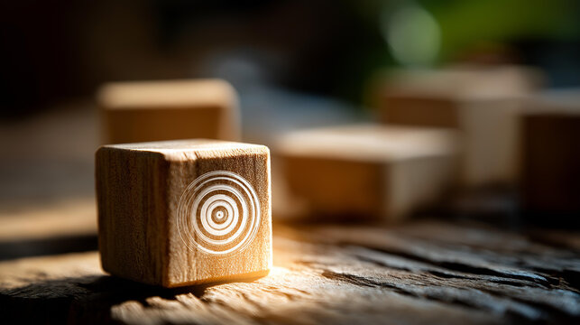 Wooden block with circle representing governance efficiency in icon conceptual chart design, structural governance element, with copy space - Powered by Adobe