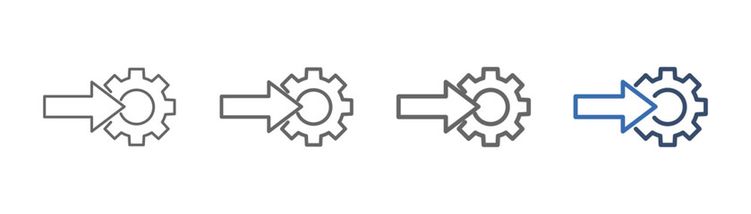 
outline icon set integration with inward arrow and gear design