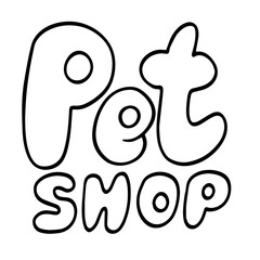 Doodle Lettering Pet Shop Illustration with Hand Drawn Typography, Cute Animals and Veterinary Care Elements for Branding and Marketing