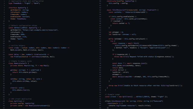 Computer screen with code lines. Software development concept. Programming background for web design and technology.