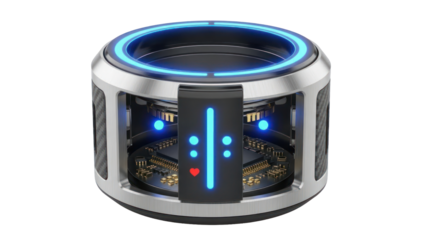 Futuristic Gadget with Blue LED Lights isolated on transparent background