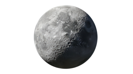 Detailed Moon surface isolated on transparent background