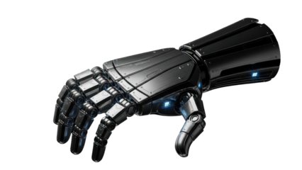 Futuristic robotic hand, isolated on transparent background
