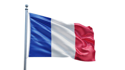 Waving French Flag Isolated on Transparent Background