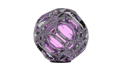 Abstract Crystal Orb with Purple Glow Isolated on Transparent Background